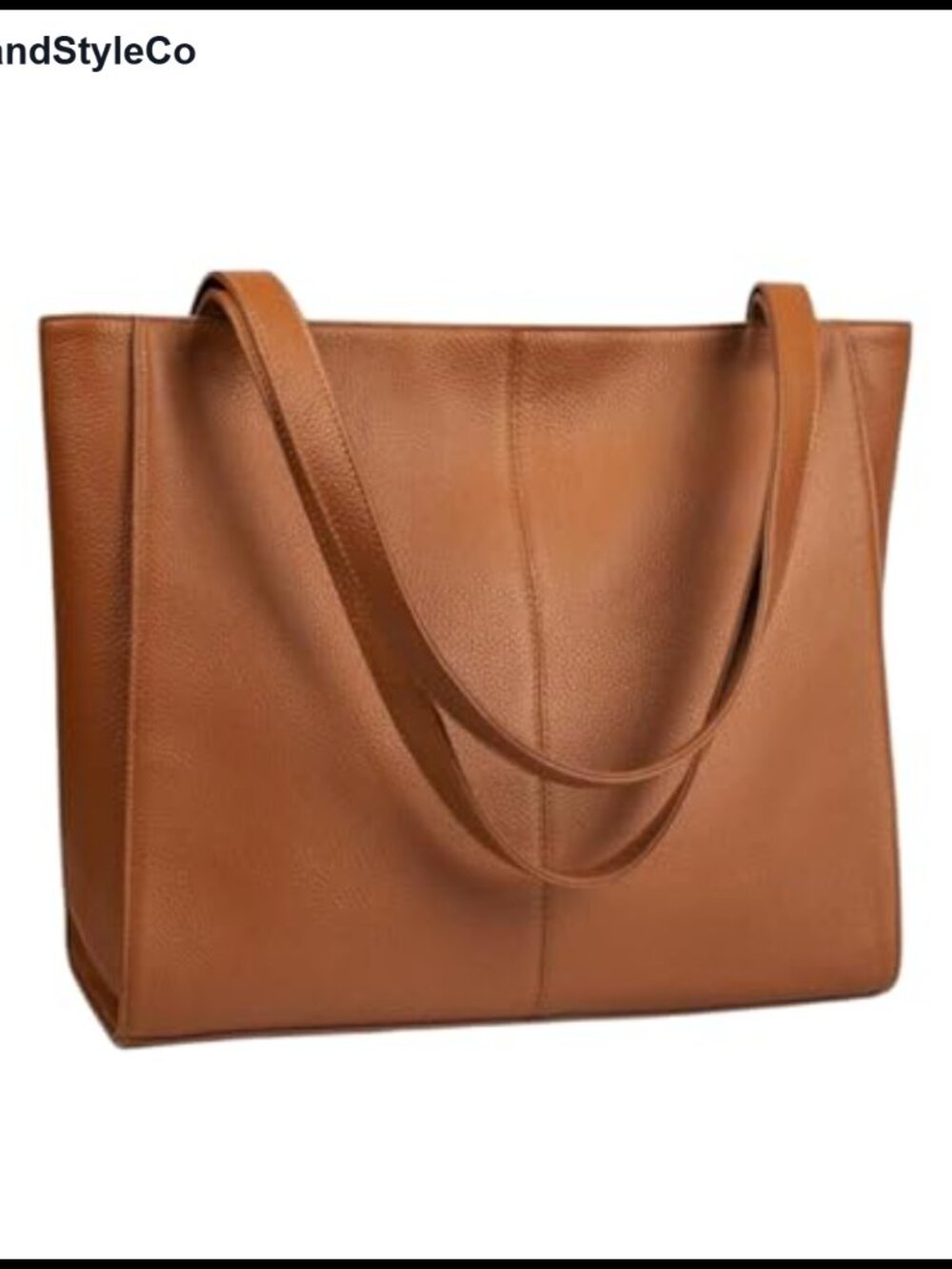 Full-Grain Pebble Cowhide Leather Work Tote with 14" Laptop Sleeve